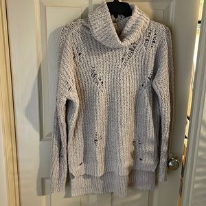 Express hi-low hem distressed sweater